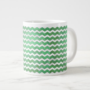 Emerald Cream Chevron Pattern Large Coffee Mug