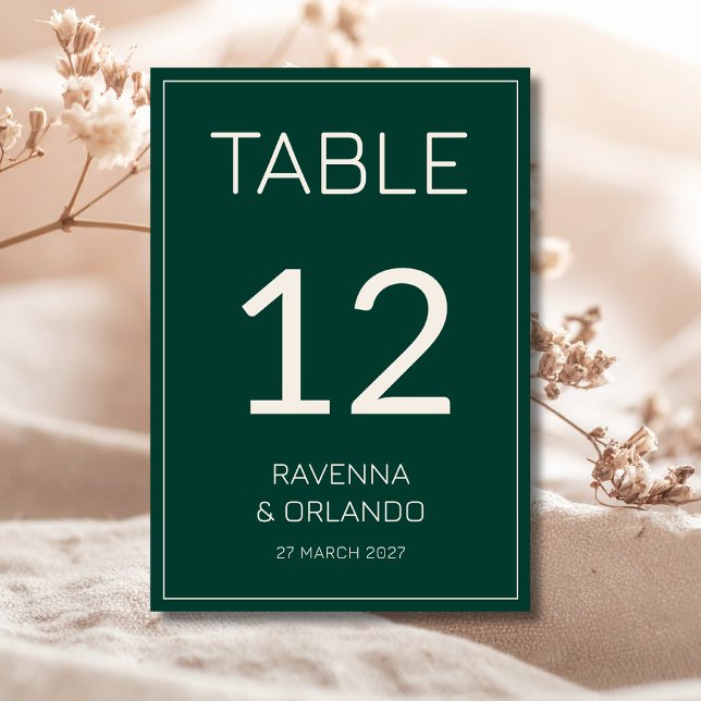 Emerald Cream Old Money Formal Wedding Table Number (Creator Uploaded)