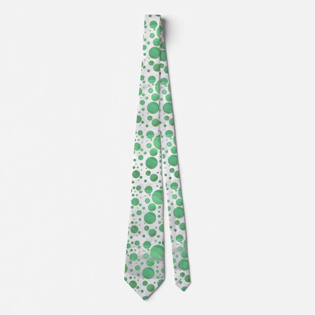 Emerald Cream Polka Dot Tie (Front)