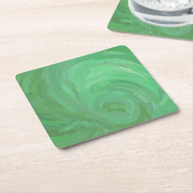 Emerald Cream Square Paper Coaster (Angled)