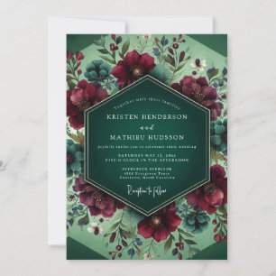 Emerald Crimson Nocturne Wedding Invitation