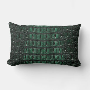 Emerald Crocodile Leather Luxury Exotic  Skin Lumbar Cushion