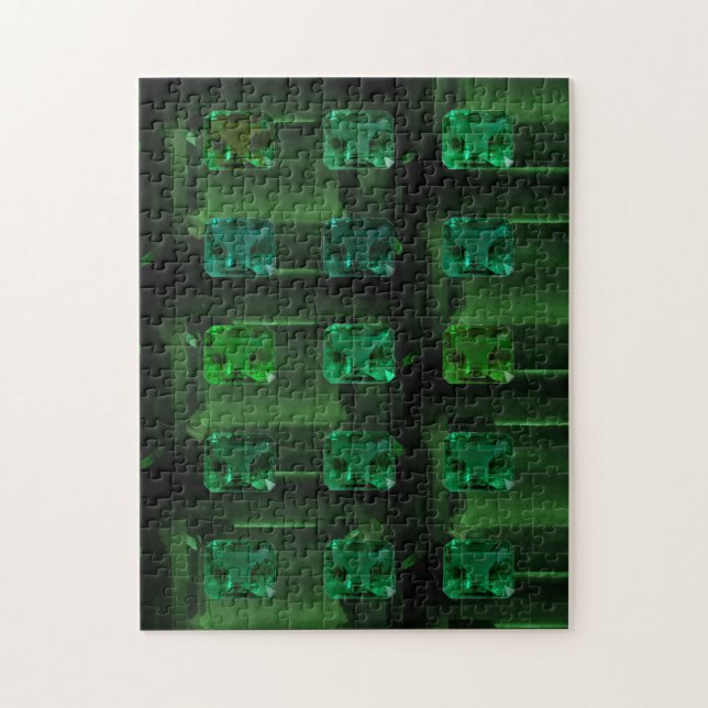 Emerald cut Emerald Pattern Green Gemstone Puzzle (Vertical)