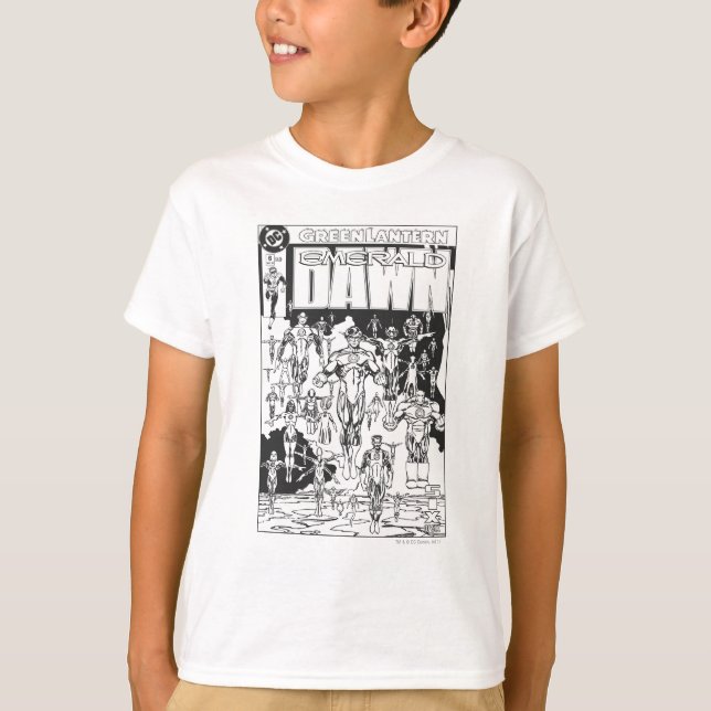 Emerald Dawn Cover, Black and White T-Shirt (Front)