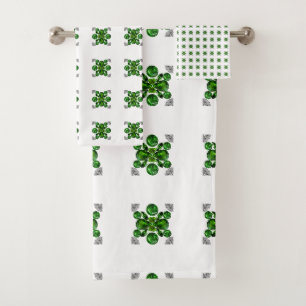 Emerald Diamond Gemstone Art Green Bath Towel Set