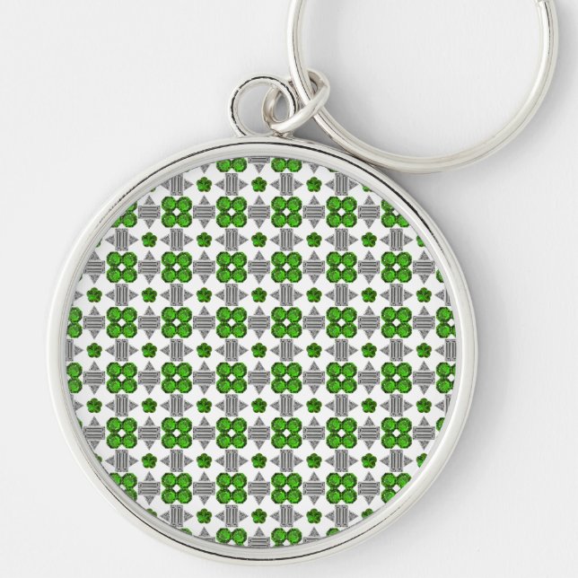 Emerald Diamond Gemstone Art, Green Key Ring (Front)