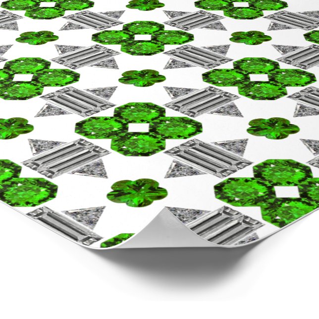 Emerald Diamond Gemstone Art, Green Poster (Corner)