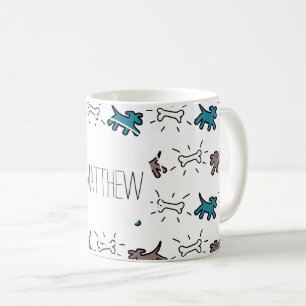 Emerald Dog Bone Graffiti Style Personalised Mug