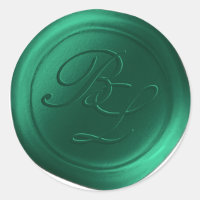 Emerald Double Monogram Faux Wax Seal Stickers