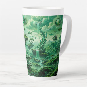 Emerald Dreams Surreal Landscape Shades of Green Latte Mug