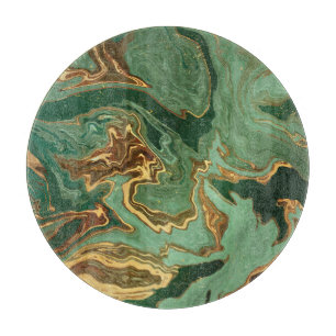Emerald Elegance: Gold Marble Luxury Cutting Board