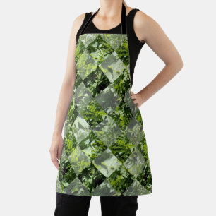 Emerald Elegance: Green Leaves in Diamond Cut, Apron