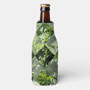 Emerald Elegance: Green Leaves in Diamond Cut, Bottle Cooler