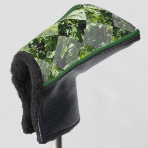 Emerald Elegance: Green Leaves in Diamond Cut, Golf Head Cover