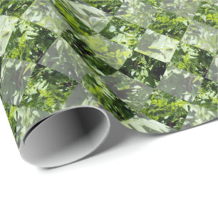 Emerald Elegance: Green Leaves in Diamond Cut, Wrapping Paper