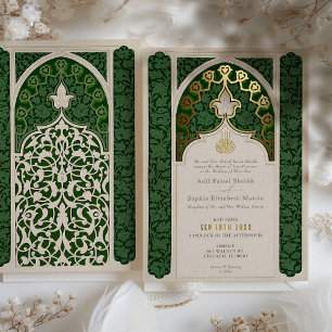 Emerald Elegance Islamic Lace Wedding