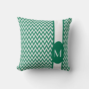 Emerald Elegant Chevron Design with monogram Cushion