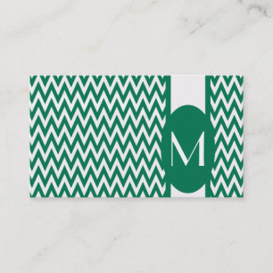 Emerald Elegant Chevron Monogram Business Card