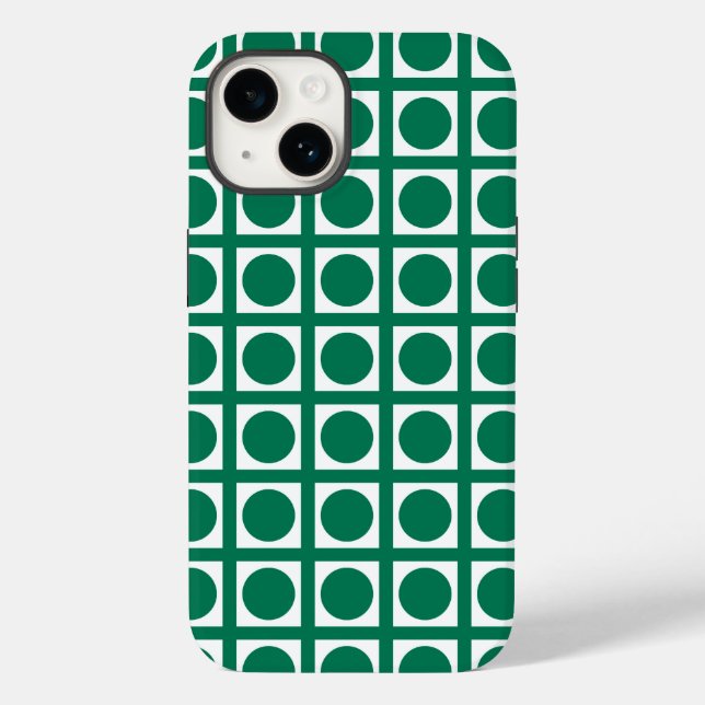 Emerald Elegant Grid Dots Case-Mate iPhone Case (Back)