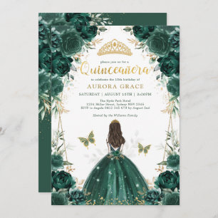 Emerald Enchanted Forest Quinceañera Princess Invitation
