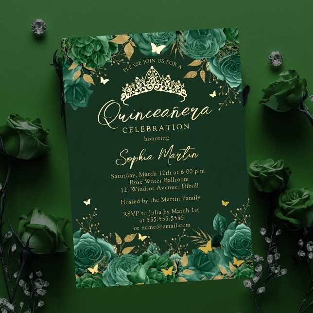 Emerald Enchanting Floral Butterfly Quinceanera (Creator Uploaded)