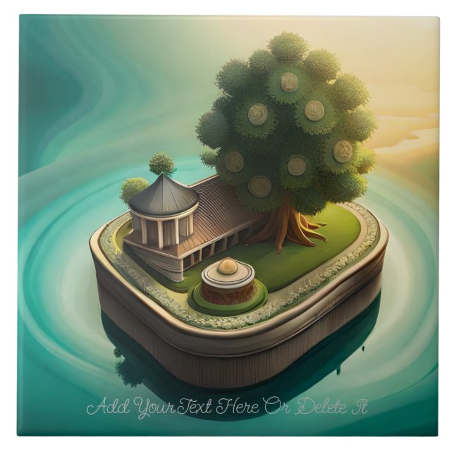 Emerald Enchantment - Dreamlike Home, Tree of Life Ceramic Tile (Front)