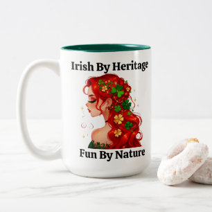 Emerald Enchantment: St. Patty's Day Redhead Two-Tone Coffee Mug