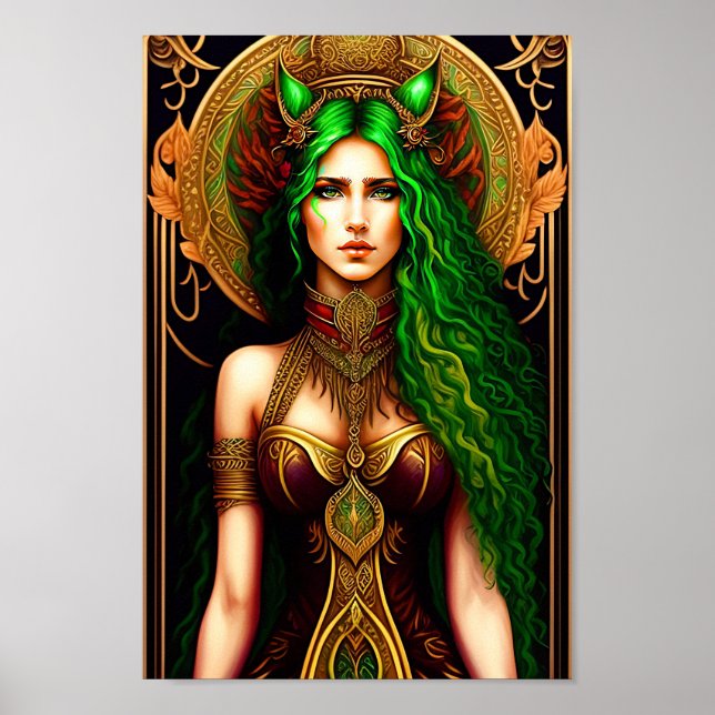 Emerald Enchantress: A 3D Queen with Green Tresses Poster (Front)