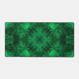 Emerald Energy Mandala Fractal Art Desk Mat