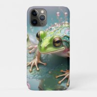 "Emerald Essence: Green Frog in Fractal Art"