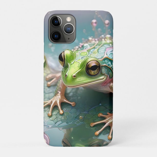 "Emerald Essence: Green Frog in Fractal Art" Case-Mate iPhone Case (Back)