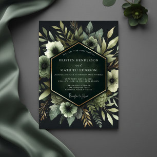 Emerald Ethereal Bloom Wedding Invitation