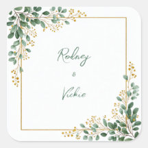 Emerald Eucalyptus Gold Berry Frame Wedding