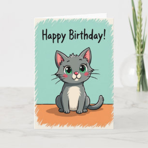 Emerald Eye Kitty Birthday Card