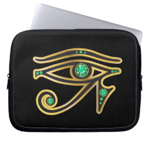 Emerald Eye of Ra in Gold Laptop Sleeve
