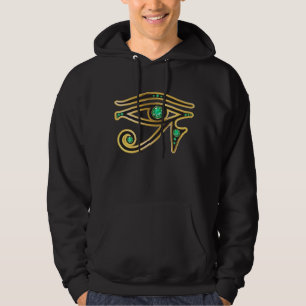 Emerald Eye of Ra in Gold Mens Hooded Sweatshirt