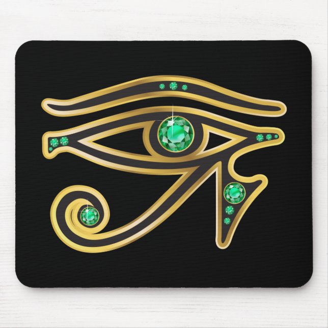 Emerald Eye of Ra in Gold Mouse Pad (Front)