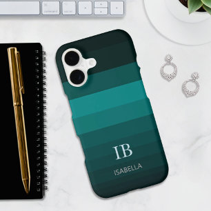 Emerald Fade Gradient Colour Stripes with Monogram