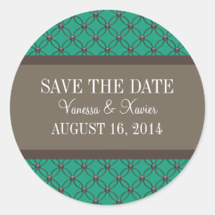 Emerald Fancy Lattice Save the Date Stickers