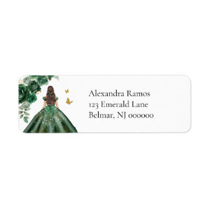 Emerald Faux Gold Foil Quinceañera Return Address Return Address Label
