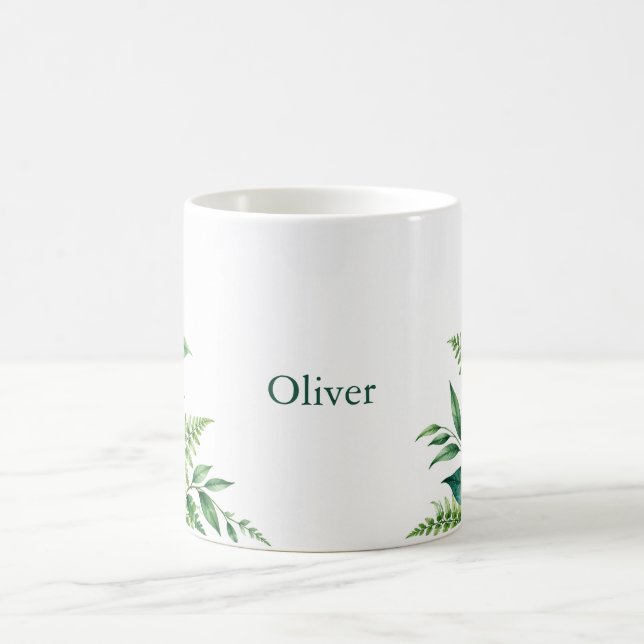 Emerald Fern Personalised Coffee Mug (Center)