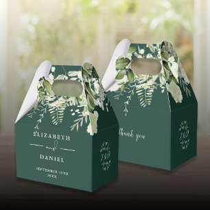 Emerald Floral Greenery Monogram Wedding Favour Box