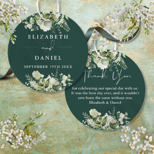 Emerald Floral Greenery Thank You Wedding Favour Tags
