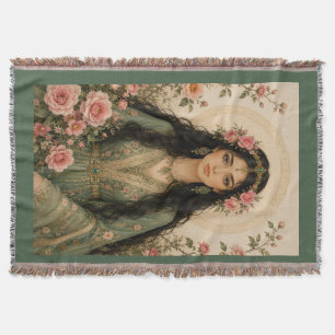 Emerald Floral Lady Fleece Blanket   Persian Pink 