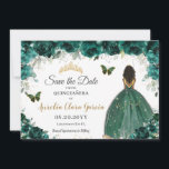 Emerald Floral Princess Quinceañera Save the Date<br><div class="desc">(c) The Happy Cat Studio</div>