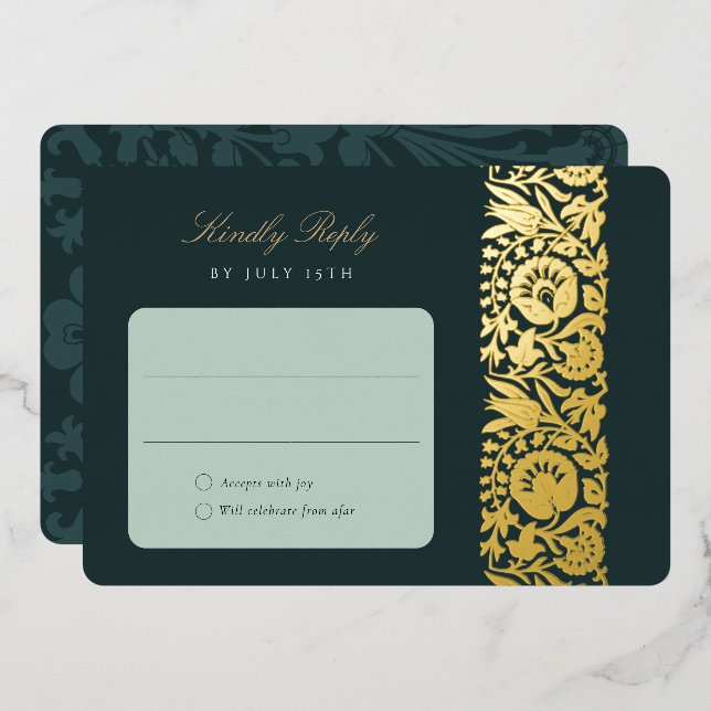 Emerald Floral RSVP Card (Front/Back)