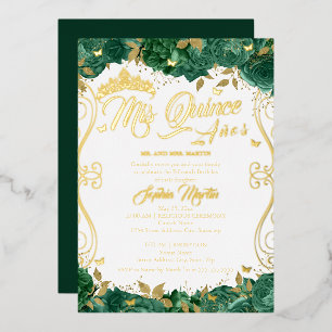 Emerald Floral Scroll Mis Quince Quinceanera 