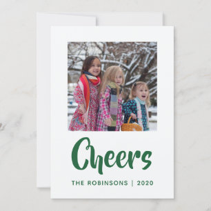 Emerald Floral Velvet Damask Family photo Holiday Card
