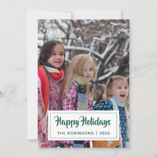 Emerald Floral Velvet Damask Family photo Holiday Card