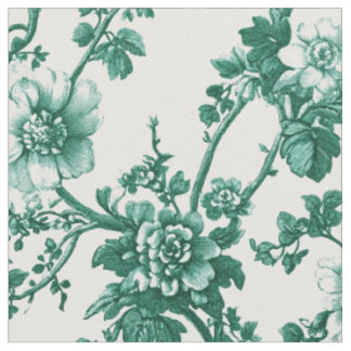 Emerald Floral Vine Toile Fabric
